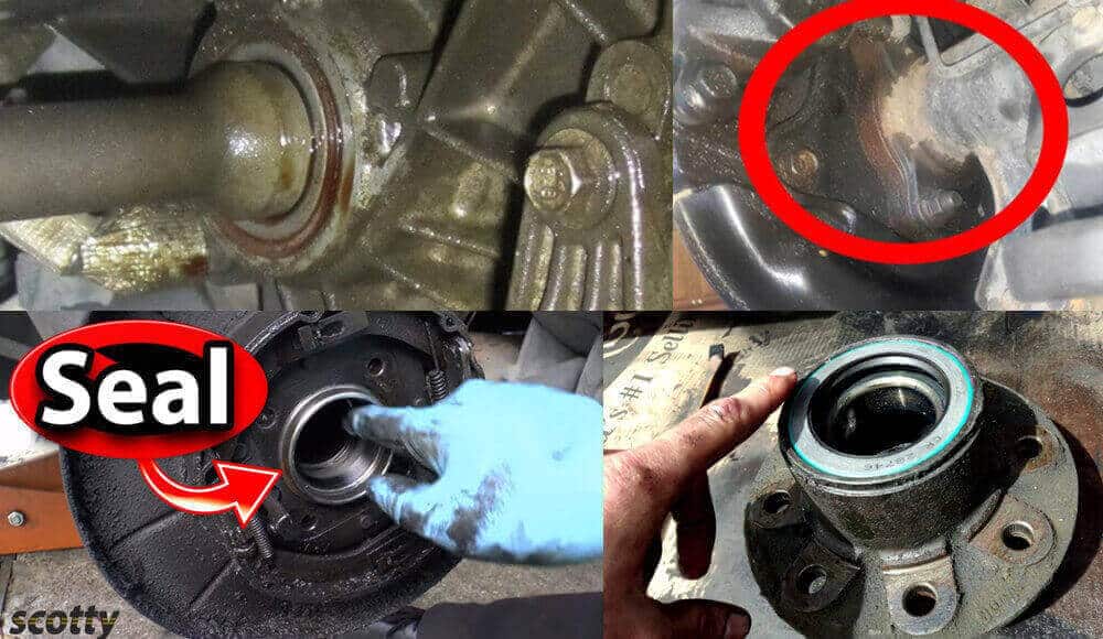 Photos showing how the oil leaked on axle seal.