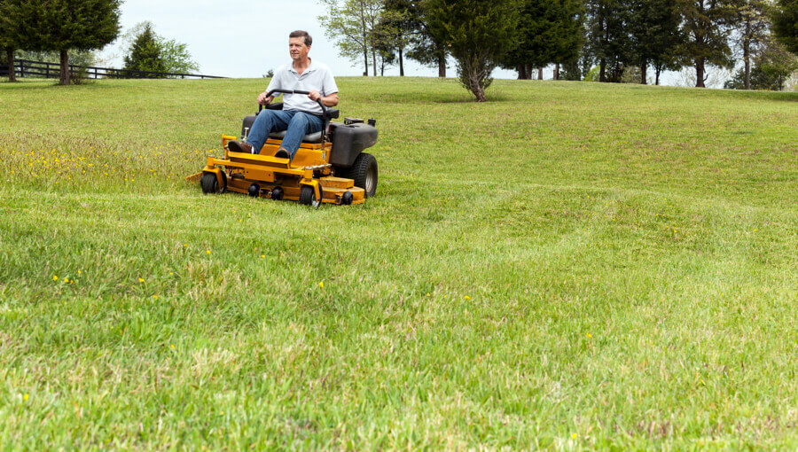 Mow lawn on the steep hill.