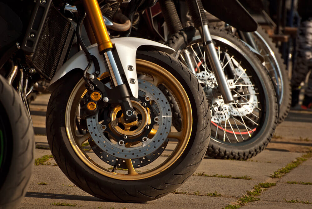 Bearing installed on the front wheel of motorcycle.