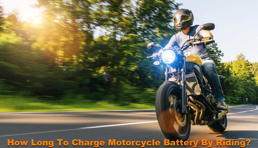 Riding motorcycle on the road to charge the battery.