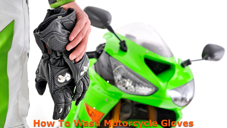 Motorcyclist removed gloves for washing and cleaning.
